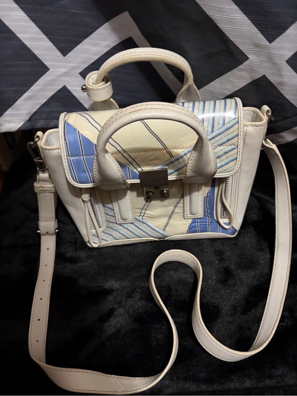 Phillip Lim Striped Shirting Cotton, PVC & Leather Pashli Mini Satchel Bag - Picture 6 of 12
